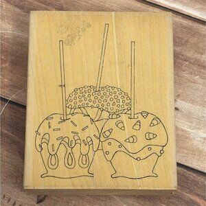 IMPRESSION OBSESSION F2266 CANDY APPLES WOOD MOUNT RUBBER STAMP BY LEIGH HANNAN